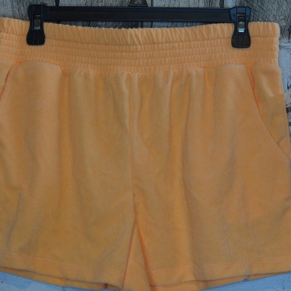 Jenni Women's Smocked-Waist Terrycloth Sleep Athleisure Short In Juicy Melon - Picture 2 of 3